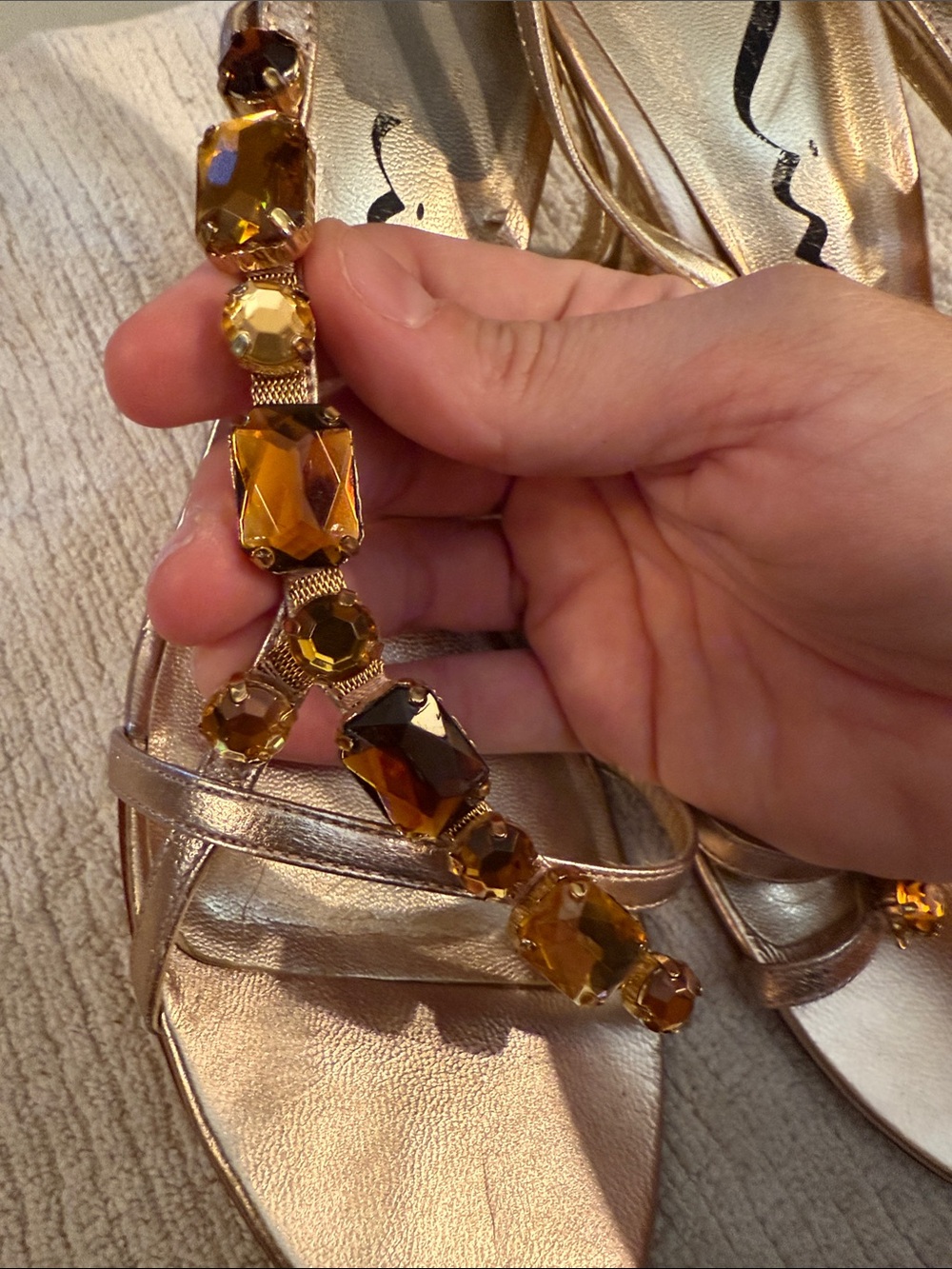 Nina Rose Gold Jeweled Slingback Sandals - Picture 6 of 12